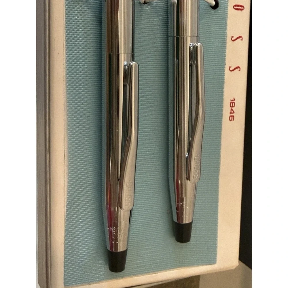 Vintage Cross Century Chrome Pen & Pencil Set w/ Box Since 1846 Set #3501 Chrome